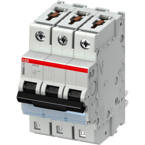 Автоматический выключатель 3-полюсный 1 А, тип C, 10 кА S403M-C1. ABB. 2CCS573001R0014