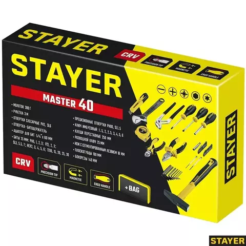 STAYER Master-40 40 предм., Универсальный набор инструмента для дома (22052-H40)