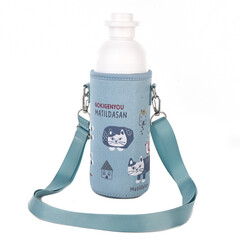 Бутылка для напитков с термочехлом и ремешком на плечо, 600мл, "MATILDAsan", сине-зеленый, 24-7164-2, "KUSUGURU"