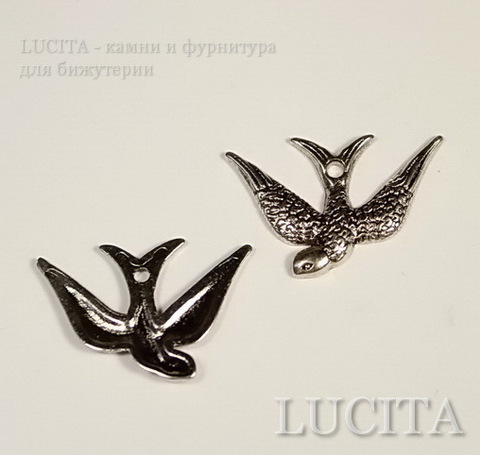 Подвеска "Ласточка" (цвет - античное серебро) 25х17 мм ()