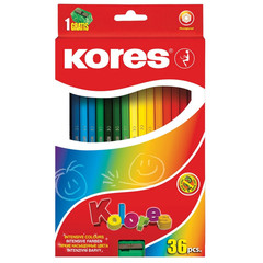 Карандаши цветные Kores 36 цветов шестигранные с точилкой