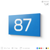 Табличка с номером 87 на дверь квартиры, для офиса, кабинета, аудитории, склада, голубая 120х70 мм, Айдентика Технолоджи