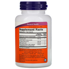 Now Foods, Гиалуроновая кислота, двойной концентрации, 100 мг, 120 растительных капсул
