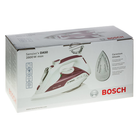 Утюг BOSCH TDA5028110, 2800 Вт, алюминиевая поверхность, автоотключение, самоочистка, антикапля, розовый
