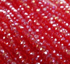 БП008ДС23 Хрустальные бусины "рондель", цвет: ярко-красный AB прозрачный, 2х3 мм, кол-во: 95-100 шт.