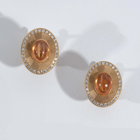 Серьги со Спессартином и Бриллиантами, E0084-5/8