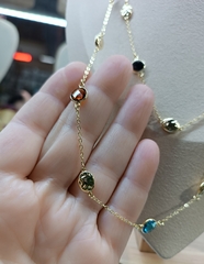 Колье -цепочка МОНПАСЬЕ 2 с цветными вставками длинная/короткая