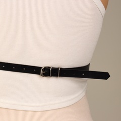 Портупея женская на тело (искусственная кожа) OS черный