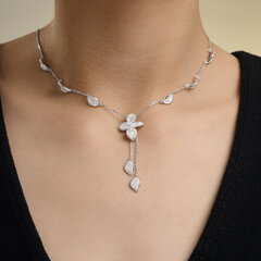 94071367- Колье ЛЕПЕСТКИ из серебра 925 пробы с фианитами