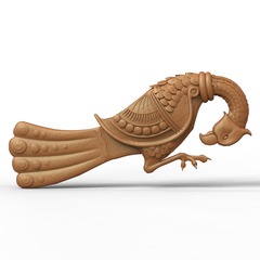 Силиконовый молд № 359 Винтажная птица большая правая