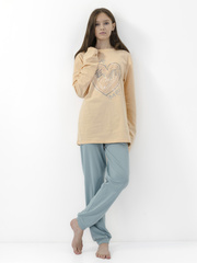 170013C-19 Пижама для девочки (футболка с длинным рукавом, брюки), Полынь