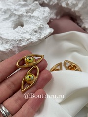 Пуговицы Скиап. в форме глаза с желто-зеленым зрачком матовое золото