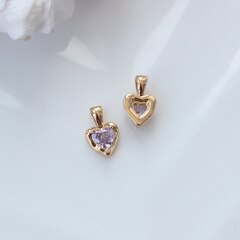 Подвеска Сердце со светло-сиреневым фианитом, 12*8 мм, позолота, П301