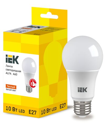 Лампа LED ALFA A60 груша 10Вт 230В 3000К E27 IEK