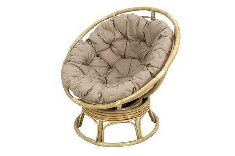 Кресло-качалка вращающееся Garden Story Папасан Roker D110 (каркас медовый 2 части, подушка беж)