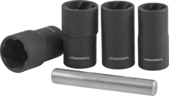 Jonnesway AN040120 Спиральные головки для демонтажа поврежденного крепежа в наборе, 17, 19, 21, 22 мм, 5 предметов 49108