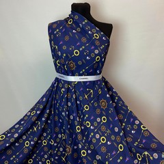 Ткань вискоза синяя якоря 3205