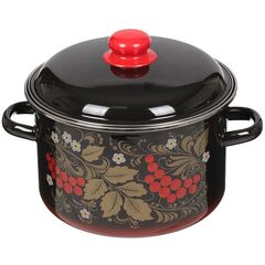 Кастрюля сталь, эмал, 5.5 л, с крыш, СтальЭмаль, Рябина, 7RD221M/7RD221S, в асс, индукц