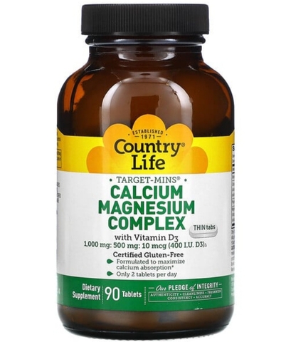 Country life, Комплекс кальция и магния Target-Mins с витамином D3, 90 таблеток
