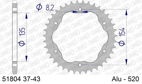 51804-41 звезда задняя (ведомая) алюминиевая для адаптера PCD, 520, AFAM