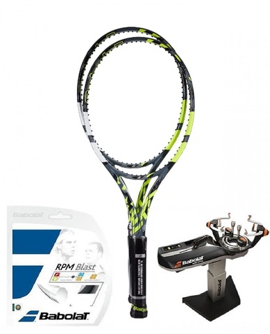 Теннисная ракетка Babolat Pure Aero 98 2 Pack - grey/yellow/white + струны + натяжка в подарок