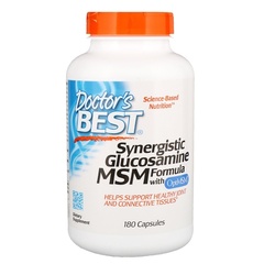 Doctor's Best, Формула с глюкозамином Synergistic Glucosamine MSM Formula, с OptiMSM, 180 капсул