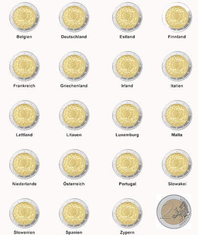 Набор 2 евро " 30 лет флагу Европы" 2015 год (19 монет)