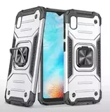 Противоударный чехол Strong Armour Case с кольцом для Samsung Galaxy A01 Core (Серебро)