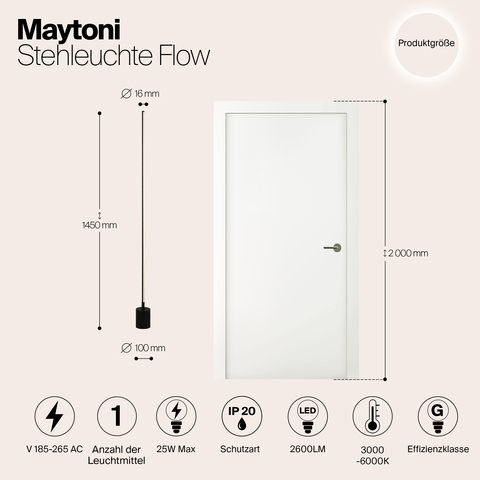 Напольный светильник Maytoni Flow MOD147FL-L20BK1