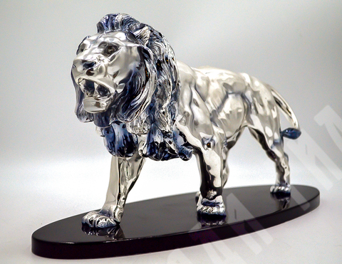 Лев на подставке. Гальваника, серебро, кристаллы Swarovski.ХХ в.. Италия, Реканати, Otta