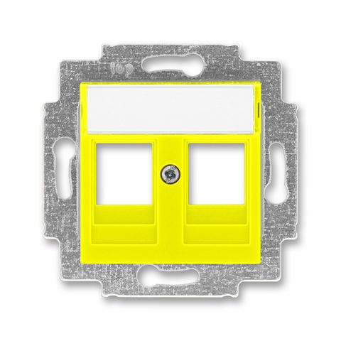 Лицевая панель с суппортом для информационных разъёмов. Цвет Жёлтый. ABB. Levit(Левит). 2CHH291018A4064