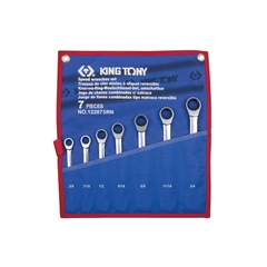 KING TONY (12207SRN) Набор комбинированных трещоточных ключей, 3/8"-3/4", чехол из теторона, 7 предметов