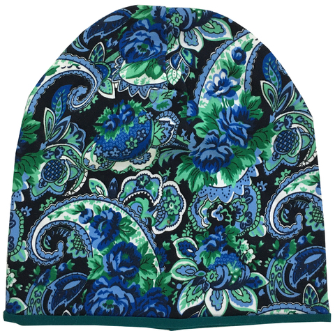 Женская шапочка бини с принтом Огурцы (Пейсли) - сине-зеленые