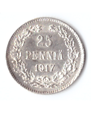 25 пенни 1917 S Россия для Финляндии XF (без короны)