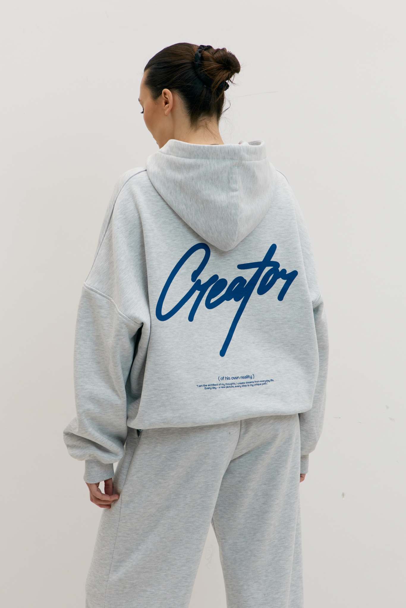 Худи 04 CREATOR, с начесом, серый меланж