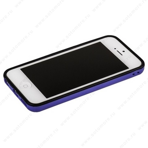 Бампер для iPhone 5C с полосой черный с синей