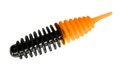 Силиконовые приманки Trout Bait Jumbo 50 (50 мм, цвет: Чёрно-оранжевый, запах: сыр, банка 12 шт.)