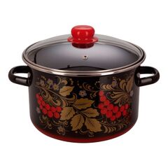 Кастрюля сталь, эмал, 5.5 л, с крыш, СтальЭмаль, Рябина, 7RD221M/7RD221S, в асс, индукц