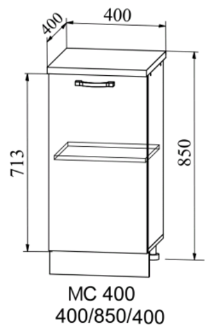 Кухня Капри шкаф нижний неглубокий 400 (глубина 400мм)