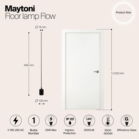 Напольный светильник Maytoni Flow MOD147FL-L20BK1