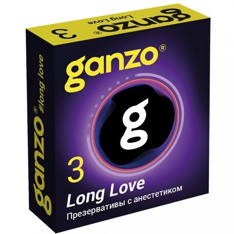 Презервативы с анестетиком Ganzo Long Love, Black Edition 3 шт.