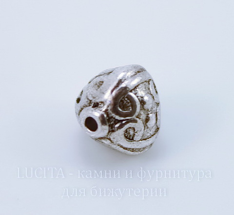 Бусина металлическая "Фонарик" 9х9 мм (цвет - античное серебро)
