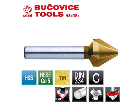 Зенковка ц/х 60° 20,0мм HSSE-Co5 TiN 3z DIN334C L67мм d10мм Bucovice(CzTool) 897200