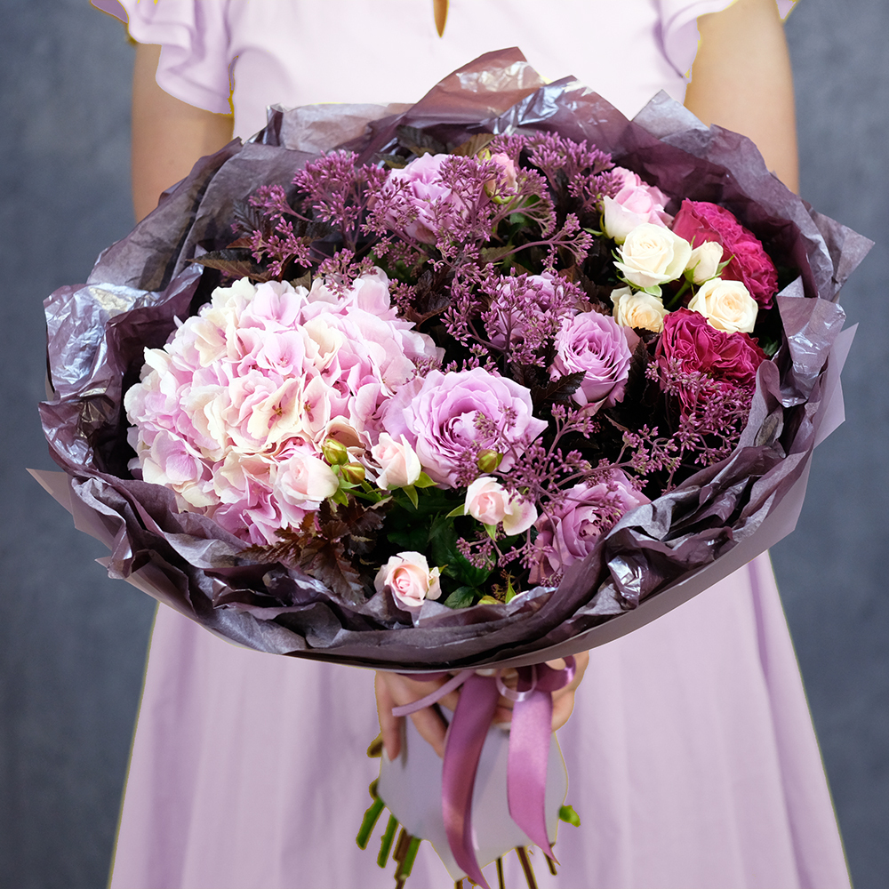 Купить букет гортензия пыльно розовый Пермь доставка цветов на дом заказать онлайн