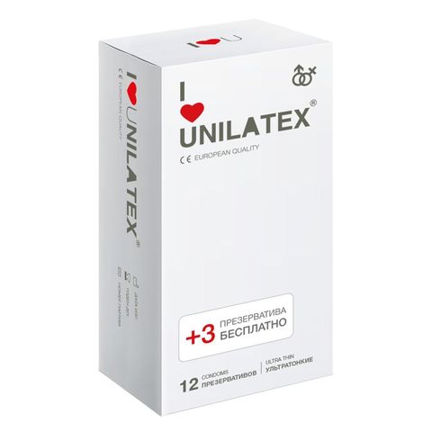 Ультратонкие презервативы Unilatex Ultra Thin - 12 шт. + 3 шт. в подарок - Unilatex Unilatex Ultra Thin №12 + №3