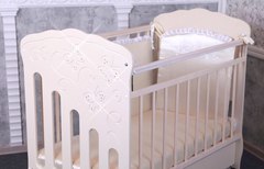 Кроватка детская Бабочка маятник поперечный с ящиком (слоновая кость)