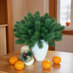 №2 Еловая ветка, декор зимний, рождественский, 15 лапок, букет 30 см, набор 5 букетов.