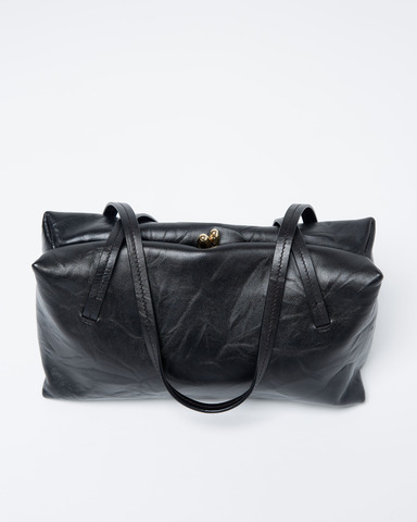 Сумка с замком из натуральной кожи черный