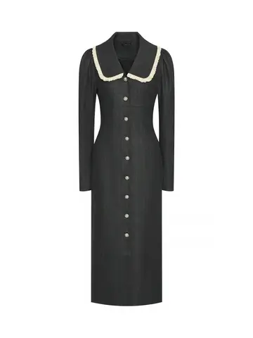 Платье-миди в полоску с воротником DAN MARALEX