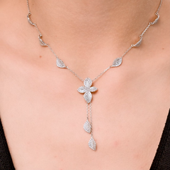 94071367- Колье ЛЕПЕСТКИ из серебра 925 пробы с фианитами